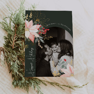 Cartes Pour Fêtes Annuelles Boho Floral Arch Joyeux Vacances Photo Verticale