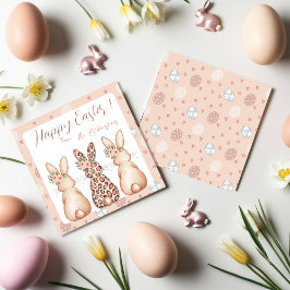 Cartes Pour Fêtes Annuelles Boho Floral Couronne Bunnies Pâques sur mesure