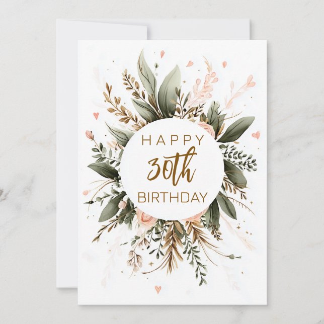 CARTES POUR FÊTES ANNUELLES BOHO FLORAL HEUREUX ANNIVERSAIRE (Devant)