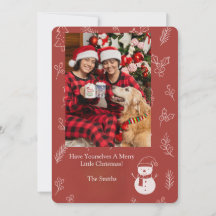 Boho Floral Red Personalized Greeting Christmas