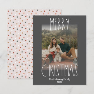 Cartes Pour Fêtes Annuelles Boho foncé Polka point Noël Vertical Faded Photo