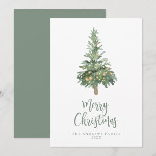 Cartes Pour Fêtes Annuelles Boho Green Noël Aquarelle Arbre non photo