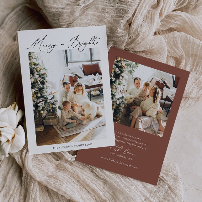 Cartes Pour Fêtes Annuelles Boho Joyeux et Lumineuse Photo Terracotta (Créateur téléchargé)