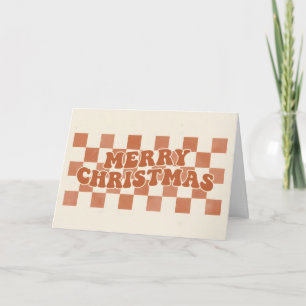 Cartes Pour Fêtes Annuelles Boho Joyeux Noël Damier Rétro