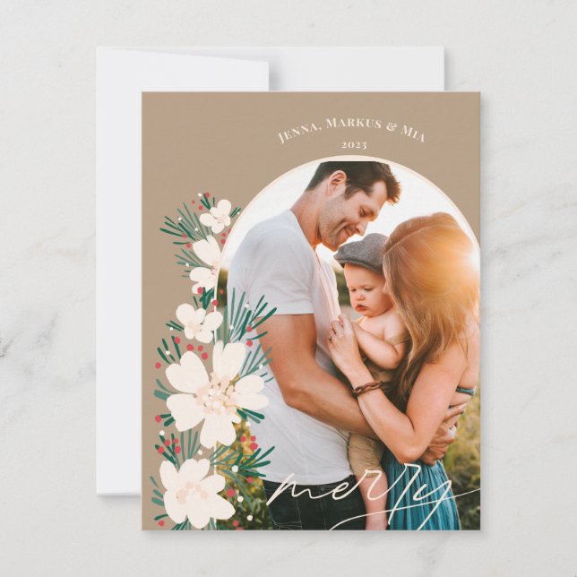 Cartes Pour Fêtes Annuelles Boho Joyeux Noël dans le désert- vert (Devant)
