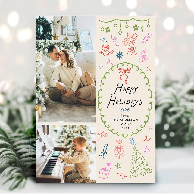 Cartes Pour Fêtes Annuelles Boho Main Drag Happy Holidays 2 Photo (Créateur téléchargé)