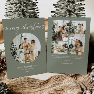 Cartes Pour Fêtes Annuelles Boho moderne Joyeux Noël photo ronde
