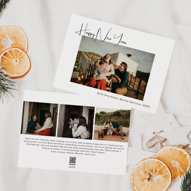 Cartes Pour Fêtes Annuelles Boho moderne quatre photo Bonne année (Créateur téléchargé)