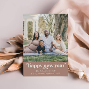 Cartes Pour Fêtes Annuelles Boho Neutral Mocha Photo Nouveau An
