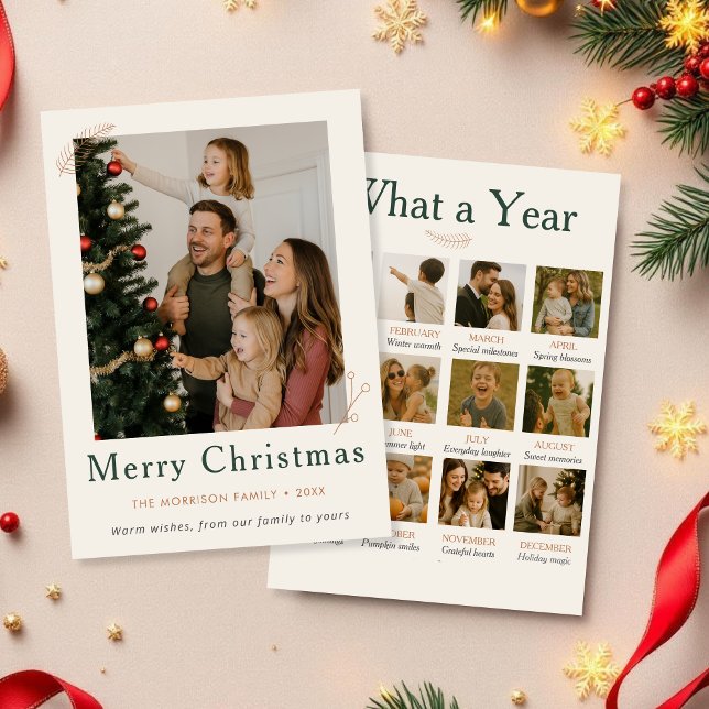 Cartes Pour Fêtes Annuelles Boho Photo Collage Quelle année Noël en famille (Créateur téléchargé)