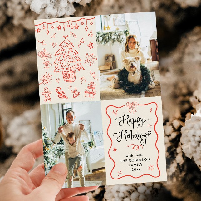 Cartes Pour Fêtes Annuelles Boho Quirky Coquette Bows Happy Holidays 2 Photo (Créateur téléchargé)