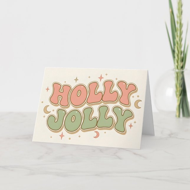 Cartes Pour Fêtes Annuelles Boho Retro Holly Jolly Christmas (Devant)