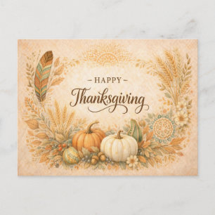 Cartes Pour Fêtes Annuelles Boho Rustique Thanksgiving Récolte de Citrouilles