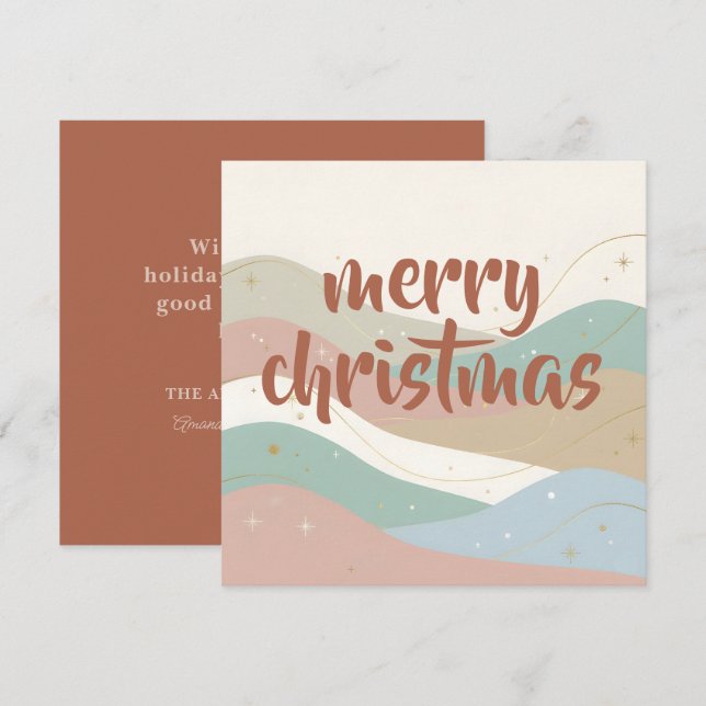 Cartes Pour Fêtes Annuelles Boho Snowy Abstract Christmas (Devant / Derrière)