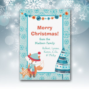 Cartes Pour Fêtes Annuelles Boho Style Woodland Fox Christmas Card