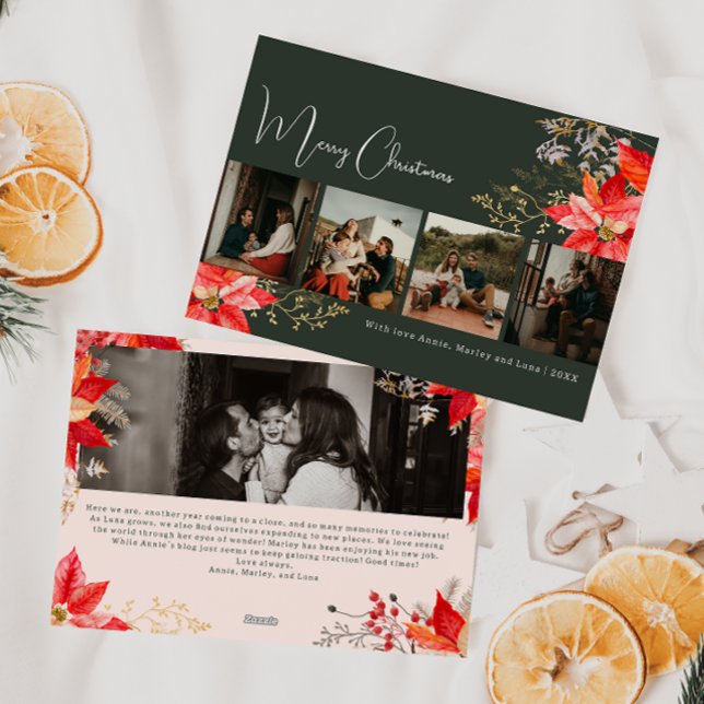 Cartes Pour Fêtes Annuelles Boho Winter Floral Joyeux Noël Cinq photos (Créateur téléchargé)