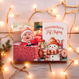Cartes Pour Fêtes Annuelles Bois Animaux Baby First Christmas