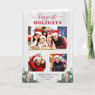 Cartes Pour Fêtes Annuelles Bois blanc rustique Joyeux Vacances 3 Photo