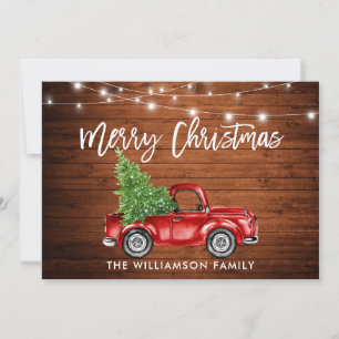 Cartes Pour Fêtes Annuelles Bois Bracelet Lumières Camion Arbre de Noël