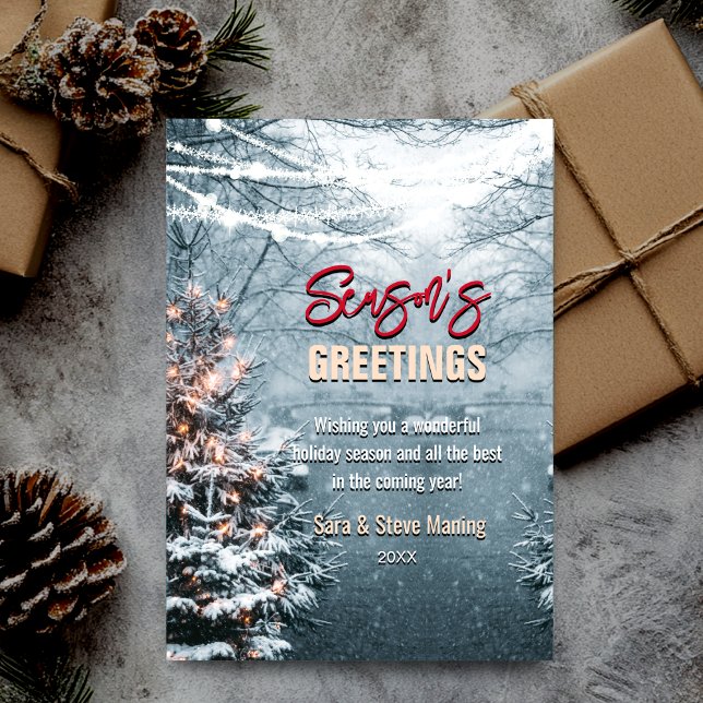 Cartes Pour Fêtes Annuelles Bois chic arbre de Noël blanc (Créateur téléchargé)