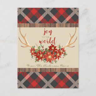 Cartes Pour Fêtes Annuelles Bois de Noël Antlers Rouge Plaid
