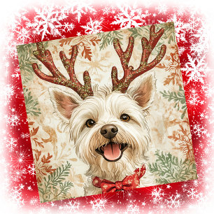 Cartes Pour Fêtes Annuelles Bois de Noël de Westie Renne