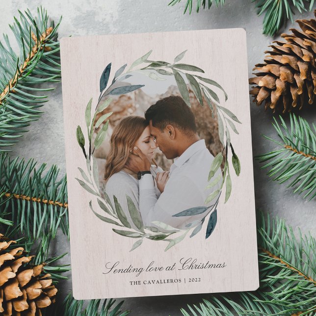 Cartes Pour Fêtes Annuelles Bois d'hiver | Aquarelle photo botanique (Créateur téléchargé)