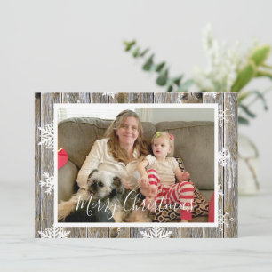 Cartes Pour Fêtes Annuelles Bois et flocons de neige en panne Photo Noël