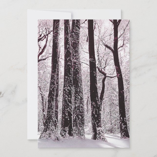 CARTES POUR FÊTES ANNUELLES BOIS FORESTIER NEIGE HIVER SCÉNARIO (Devant)