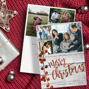Cartes Pour Fêtes Annuelles Bois rustique 6 photo collage Joyeux Noël