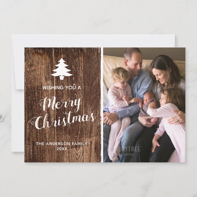 Cartes Pour Fêtes Annuelles Bois rustique | Joyeux Noël photo verticale (Devant)