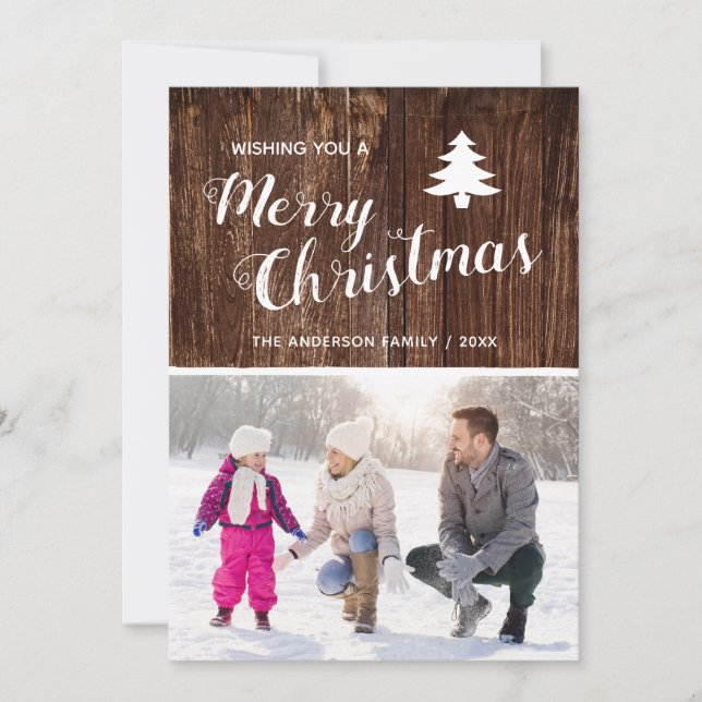 Cartes Pour Fêtes Annuelles Bois rustique | Noël 2 Photos (Devant)