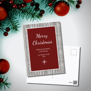 Cartes Pour Fêtes Annuelles Bois rustique Noël rouge simple