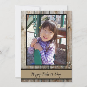 Cartes Pour Fêtes Annuelles Bois rustique Personnalisé Photo Happy Fête des pè
