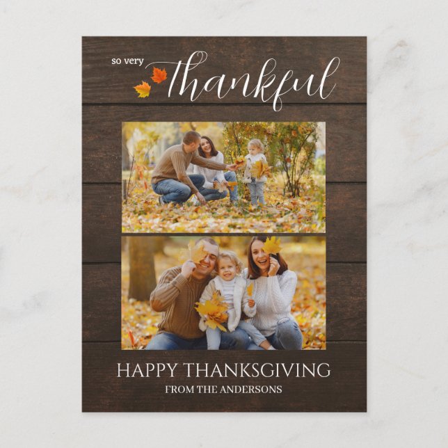 Cartes Pour Fêtes Annuelles Bois rustique | Remerciements famille d'action de  (Devant)