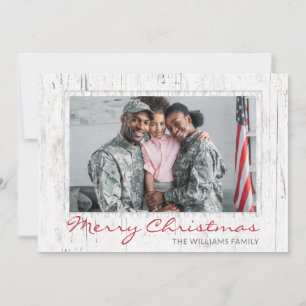 Cartes Pour Fêtes Annuelles Bois rustique Script moderne Famille militaire Pho