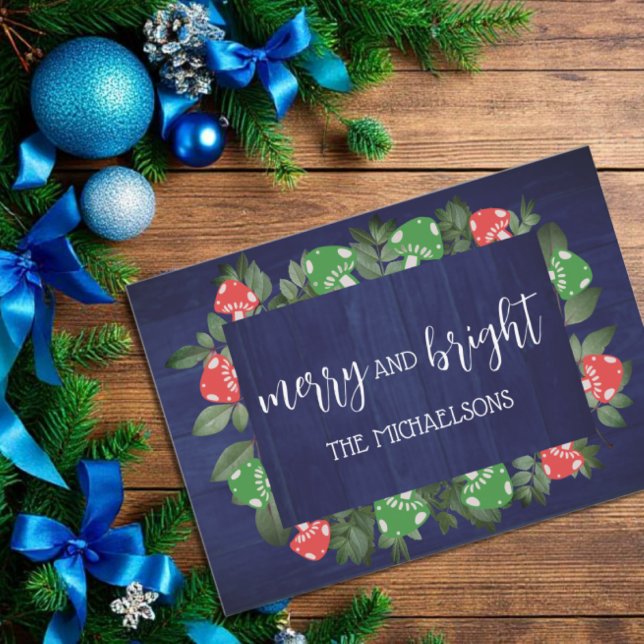 Cartes Pour Fêtes Annuelles Bois rustique Whimsical Mushrooms Noël (Créateur téléchargé)