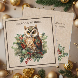Cartes Pour Fêtes Annuelles Boisseau rustique de Chouette Vintage