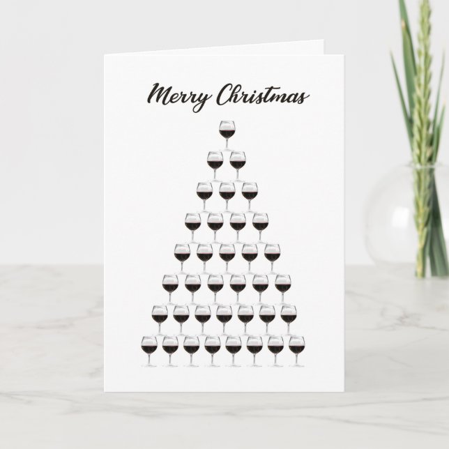 Cartes Pour Fêtes Annuelles Boissons de vin Arbre de Noël (Devant)