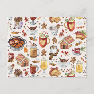 Cartes Pour Fêtes Annuelles Boissons d'hiver et desserts