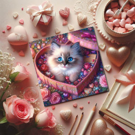 Cartes Pour Fêtes Annuelles Boîte à bonbons Coeur Rose Ragdoll Kitten Valentin