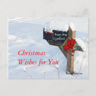 Cartes Pour Fêtes Annuelles Boîte aux lettres de Noël avec Poinsettias - perso
