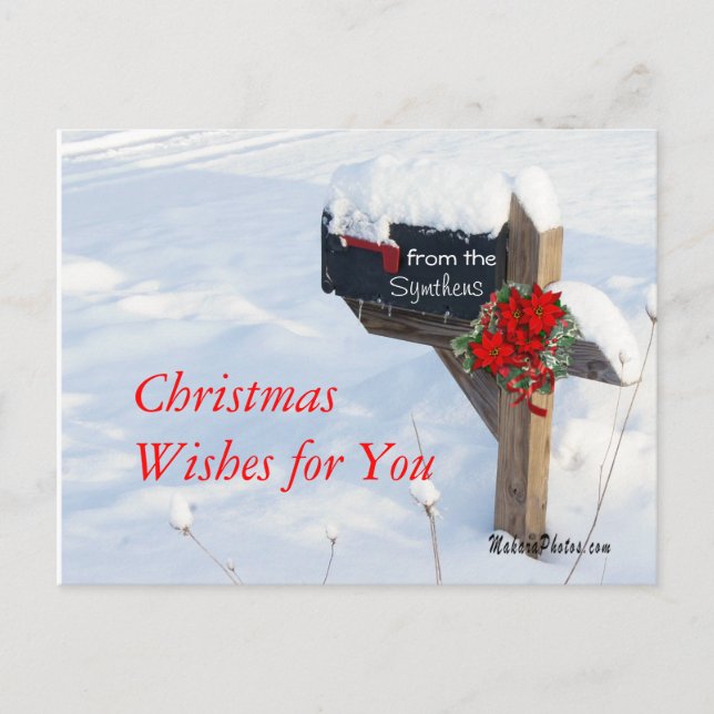 Cartes Pour Fêtes Annuelles Boîte aux lettres de Noël avec Poinsettias - perso (Devant)
