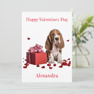 Cartes Pour Fêtes Annuelles Boîte cadeau Rouge Basset Hound personnalisée Vale