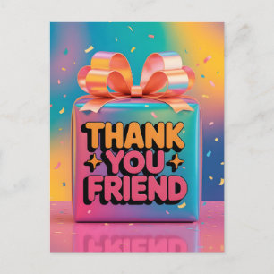 Cartes Pour Fêtes Annuelles Boîte cadeau vibrante 3D Merci l'ami avec confetti