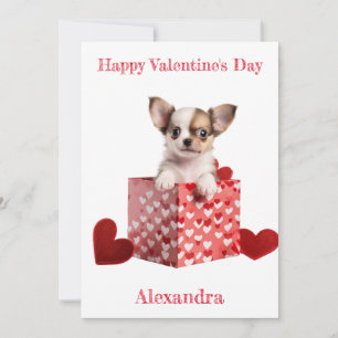 Cartes Pour Fêtes Annuelles Boîte Chihuahua Chiot Rouge Coeurs Valentine