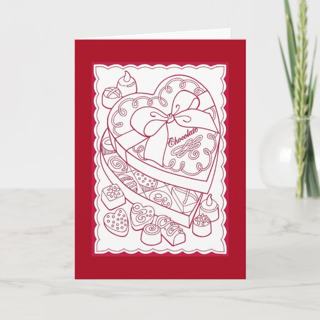 Cartes Pour Fêtes Annuelles Boîte de chocolats Rouge Saint Valentin (Devant)