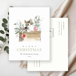 Cartes Pour Fêtes Annuelles Boîte de Noël Meowy Mignonne Logo d'Entreprise Fél
