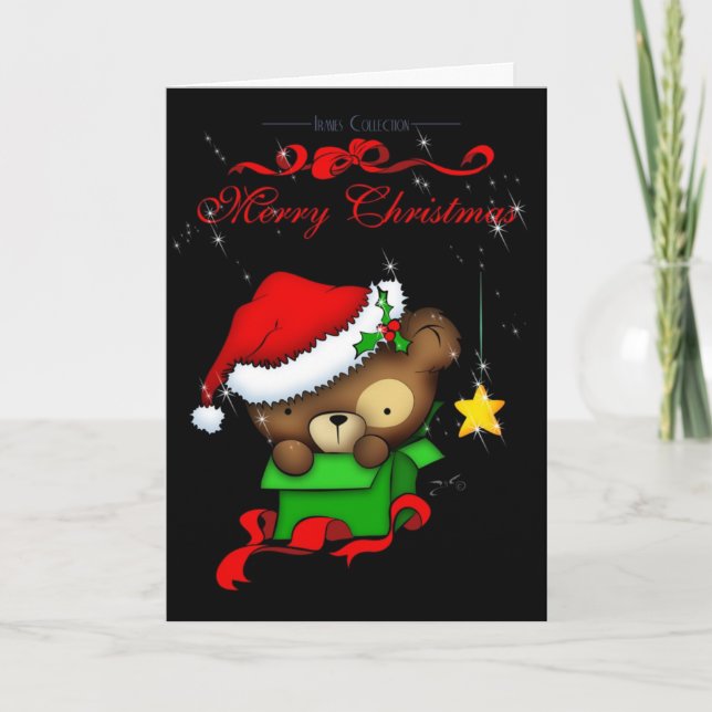 Cartes Pour Fêtes Annuelles Boîte d'ours de nounours de Noël (Devant)