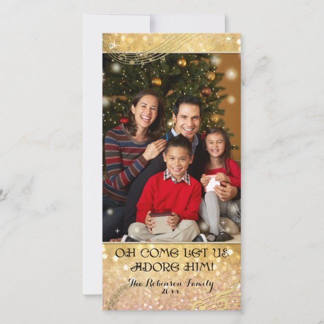 Cartes Pour Fêtes Annuelles Bokeh Famille de Noël Photo Sparkle Shimmer (Devant)